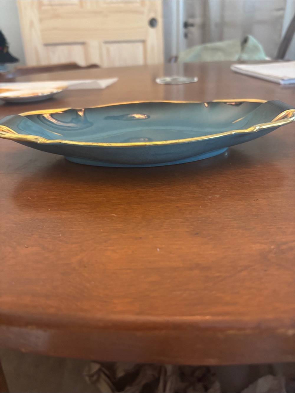 Vintage Art Deco Carlton Ware "Bleu Royale" Ceramic Serving Platter - Picture 4 of 6